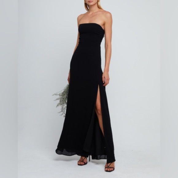 Few Moda Ronan Black Strapless Black Evening Gown With Optional Straps Size 14